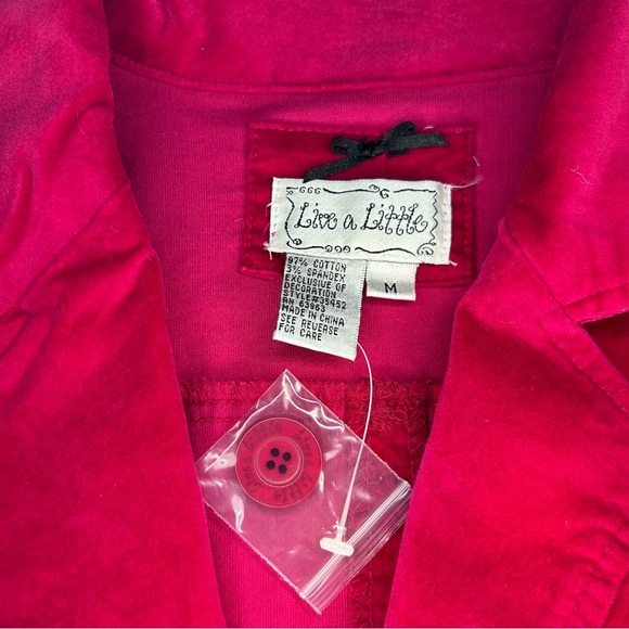 Live a Little Pink Velvet Embroidered Floral Blazer Jacket M Y2K Western Boho - Picture 4 of 13